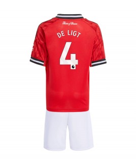 Günstige Manchester United Matthijs de Ligt #4 Heimtrikotsatz Kinder 2025-26 Kurzarm (+ Kurze Hosen)